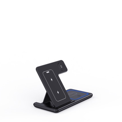 Soporte de carga inalámbrica rápida LED 3 en 1 con estación de carga plegable
