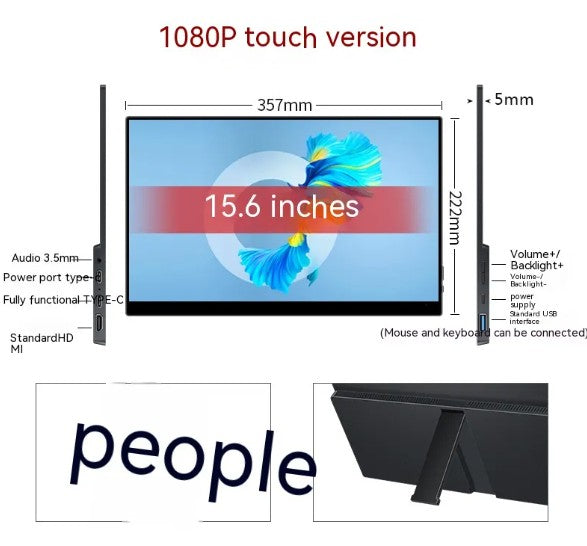 Monitor Portátil Táctil 15.6" Full HD - Pantalla IPS para Laptop, Switch y Mac