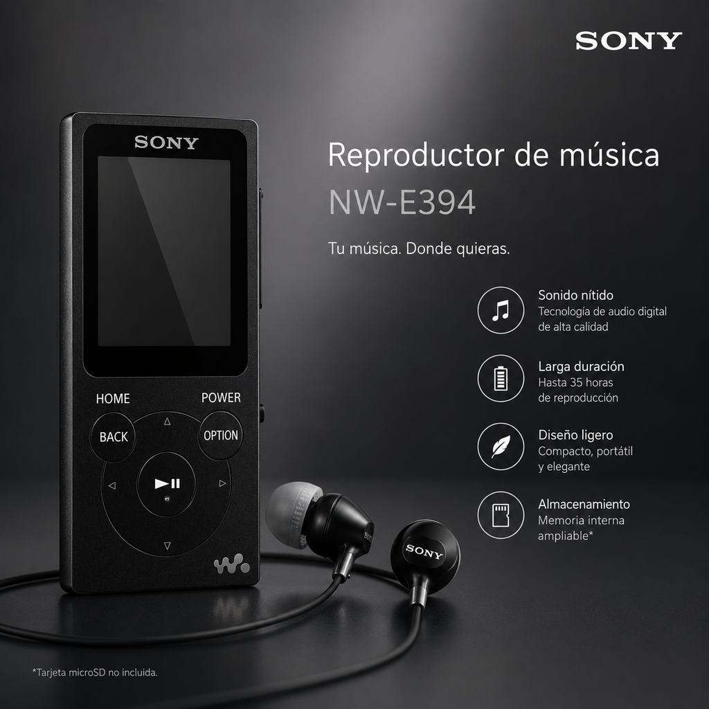 Reproductor de audio Walkman de 8 GB Sony NW-E394