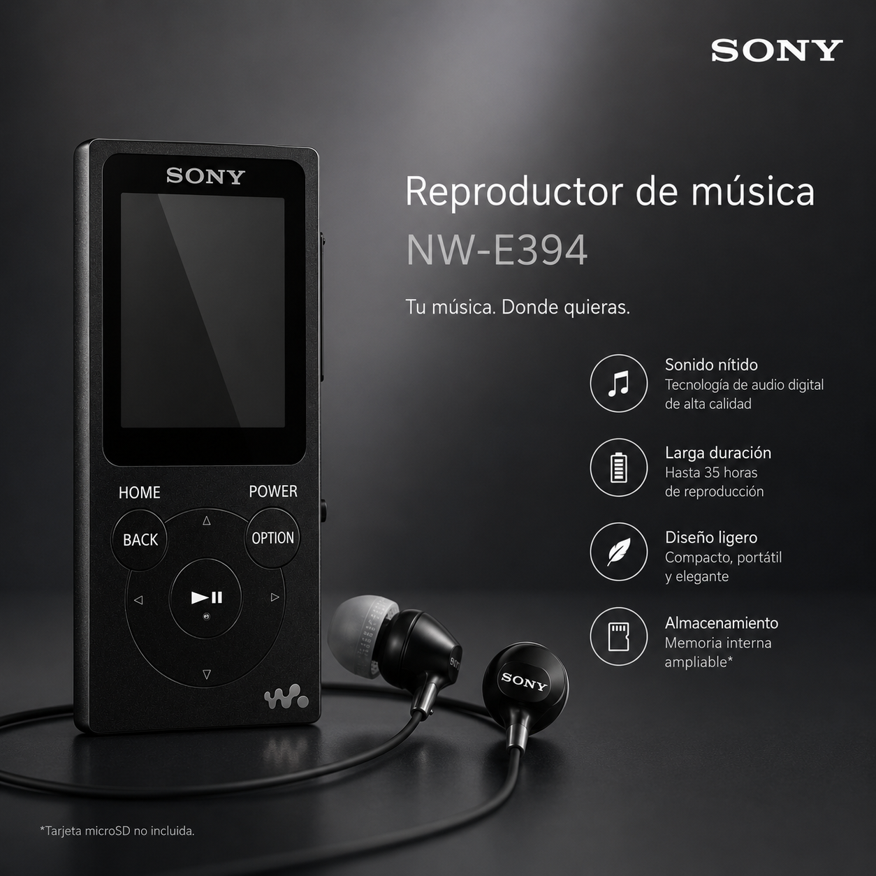 Reproductor de audio Walkman de 8 GB Sony NW-E394