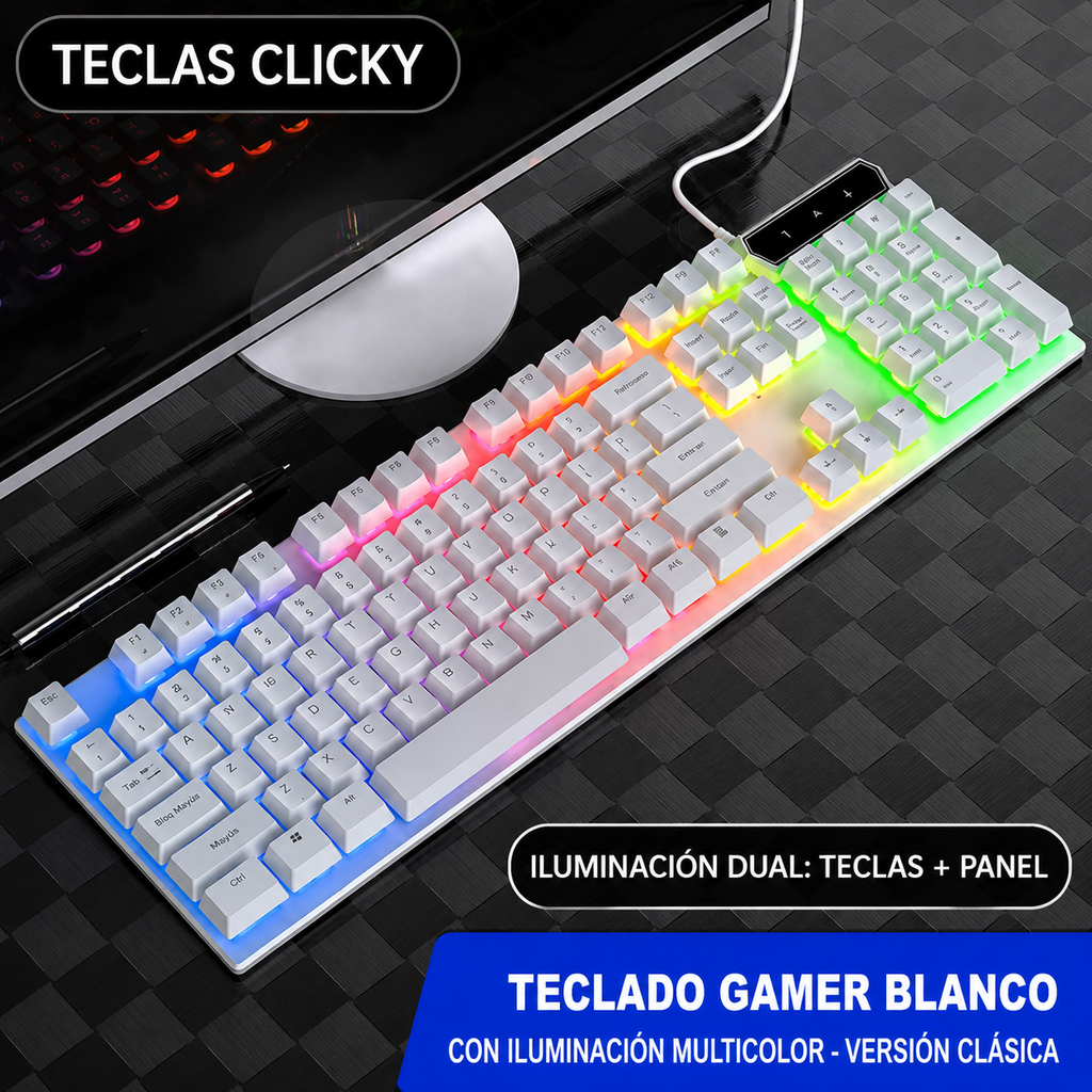 Combo Gamer Teclado Sensación Mecánica + Mouse RGB Alta Precisión PC Laptop