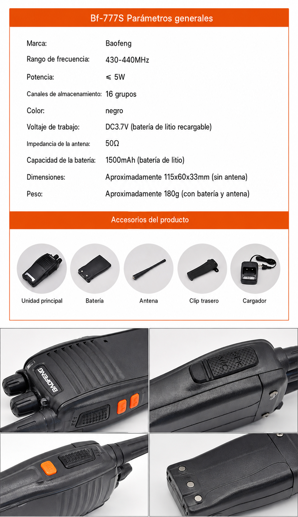 Radio Walkie Talkie Baofeng BF777s 16 Canales Para Seguridad Y Eventos