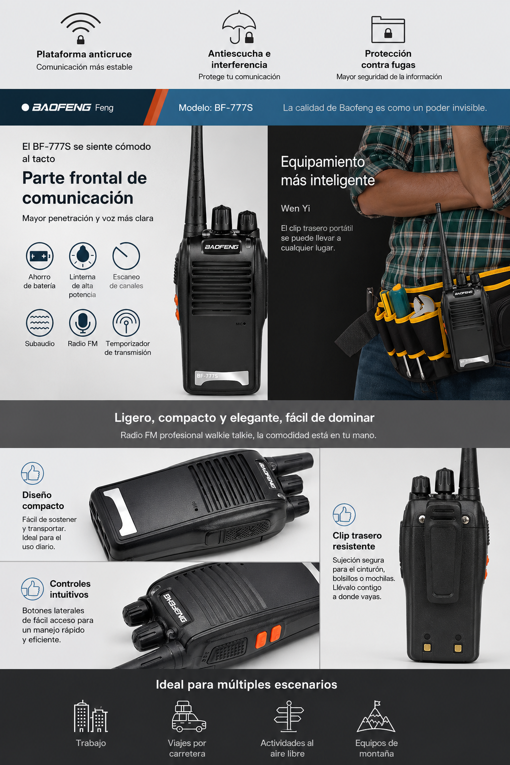 Radio Walkie Talkie Baofeng BF777s 16 Canales Para Seguridad Y Eventos