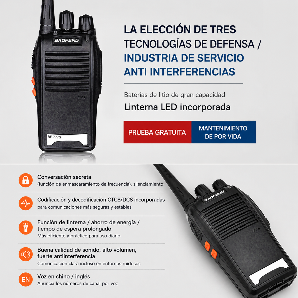 Radio Walkie Talkie Baofeng BF777s 16 Canales Para Seguridad Y Eventos