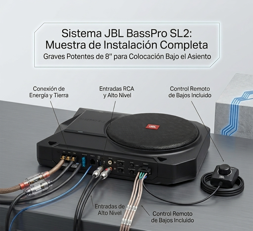 Subwoofer Plano JBL BassPro SL2 8p 125w RMS Bajo Asiento Coche
