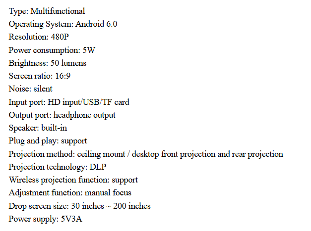 Microproyector inteligente Android