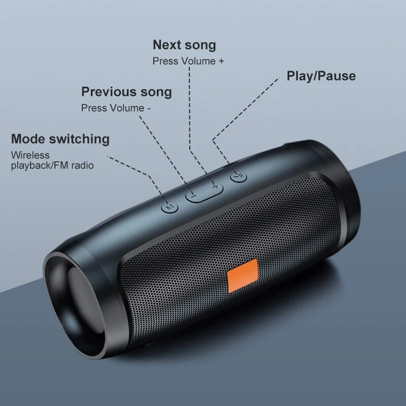 Altavoz Estéreo Portátil Bluetooth con FM y Subwoofer